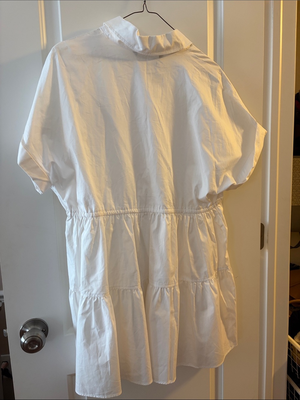 Zara White Button-Front Shirt Dress with Drawstring Waist - Picture 5 of 5
